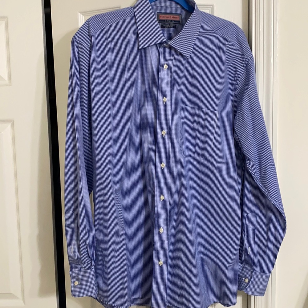 Vineyard Vines Gingham Dress Shirt | 17.5, 36